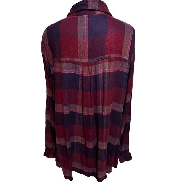 Lane Bryant Plaid Flannel Lace Up Top Womens Size 18/20 Multicolor Grommets 2X - Picture 4 of 9